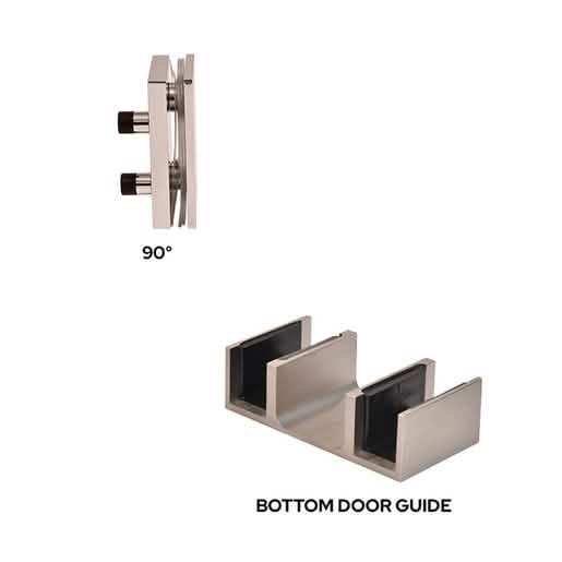 CRL Stainless Steel 90° Accessory Kit & Bottom Guide for Brixen Sliding Shower Door