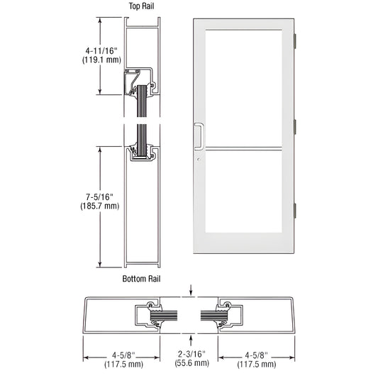 White Kynar IG500 impact entrance door, medium stile with glazing stop, hardware included - SKU SF41552