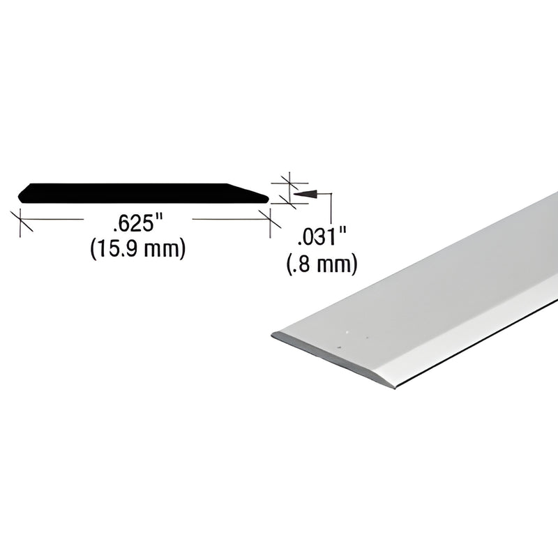 S625BA bright anodized aluminum flat-face mirror edge molding, 5/8" wide x .031" thick, 12' stock length