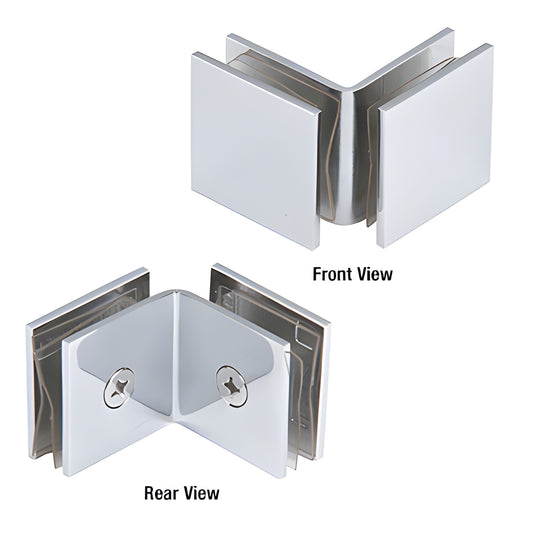 SGC0F90CH 90 polished chrome open-face glass clamp for 3/8-1/2 in (10-12mm) frameless panels