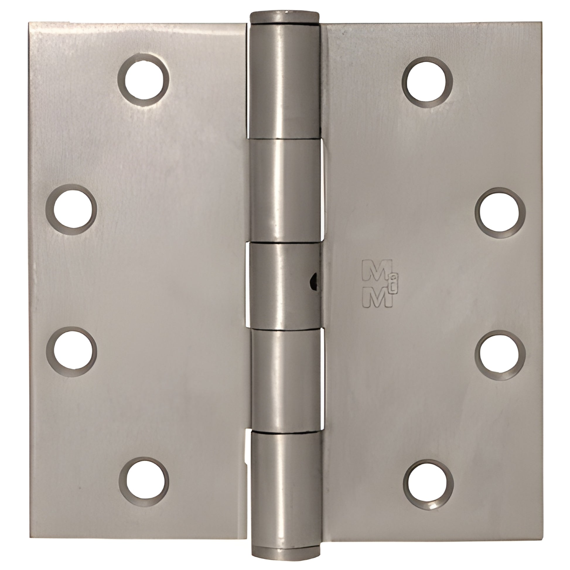 Dull nickel 4-1/2" full mortise square hinge SKU C4515, .134 gauge steel, removable pin, six screw holes.