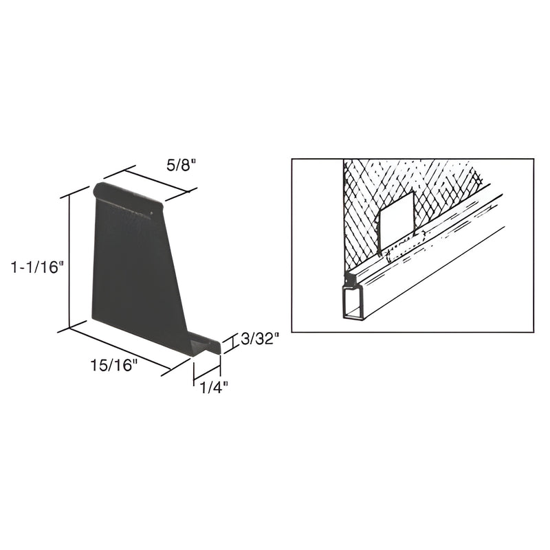 Black plastic window screen pull tab (L5566), molded spline-pocket lift tab with ridged top, 1-1/16" high - pack of 6.