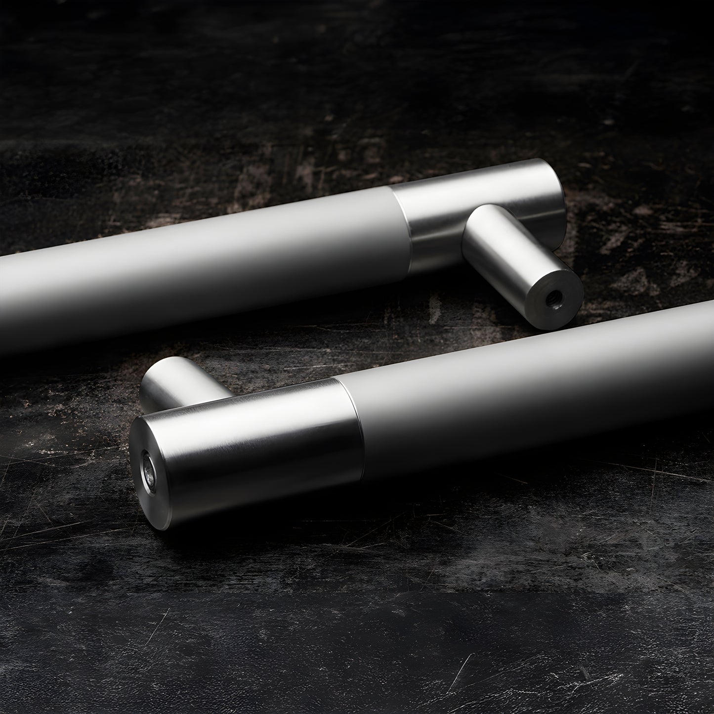 Double-sided brushed stainless steel door pull handle, 36 in. overall, 34 in. center-to-center (SKU LAT34LP36BS)