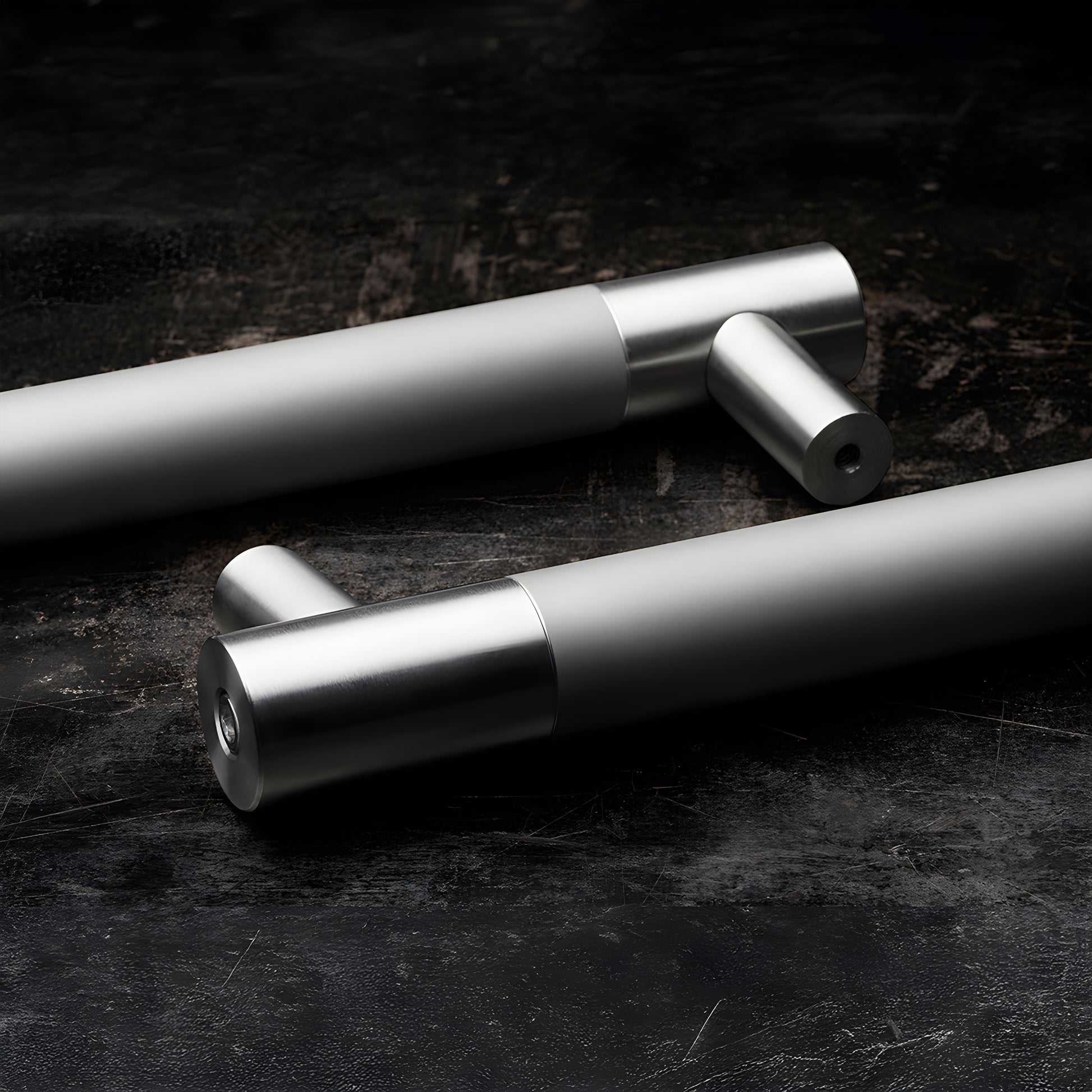 Double-sided brushed stainless steel door pull handle, 36 in. overall, 34 in. center-to-center (SKU LAT34LP36BS)