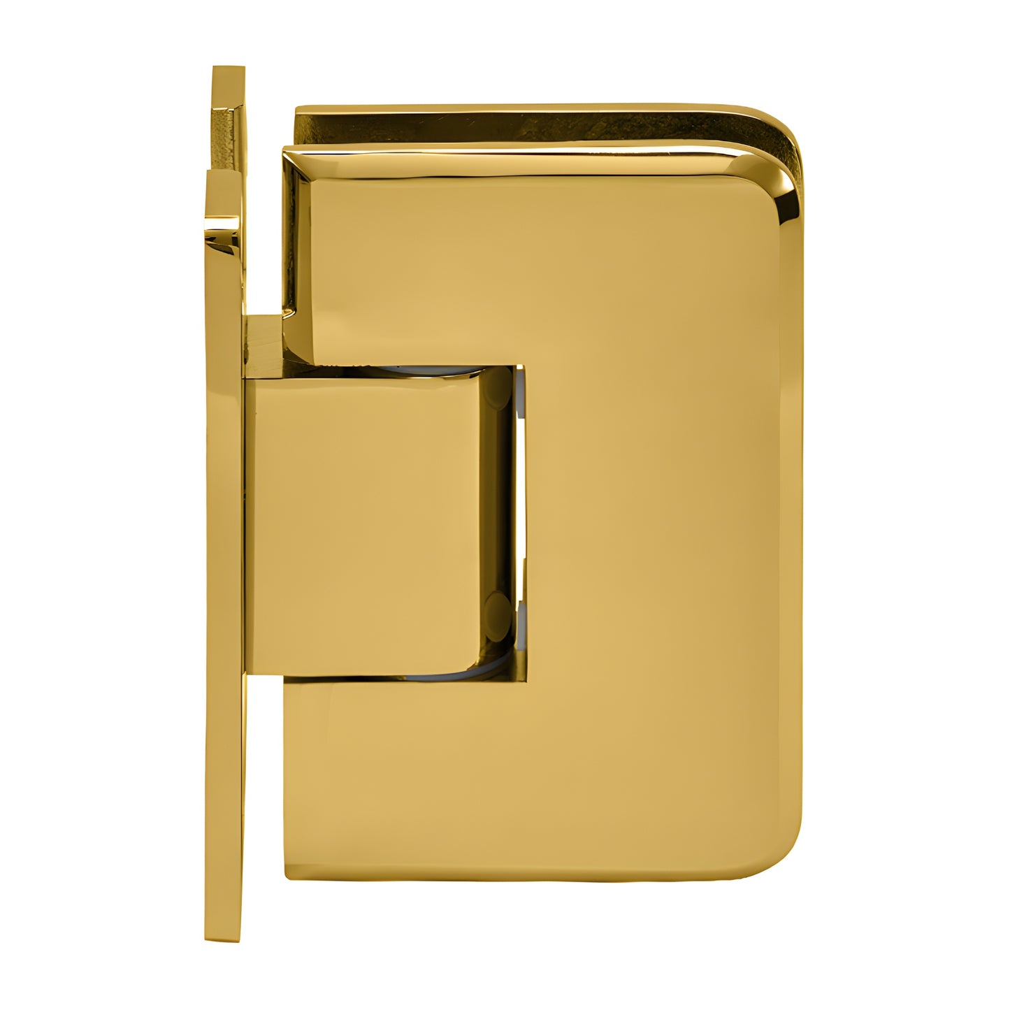 PLY037ULBR unlacquered brass frameless shower door hinge, solid brass, beveled edge, for 3/8-1/2" tempered glass