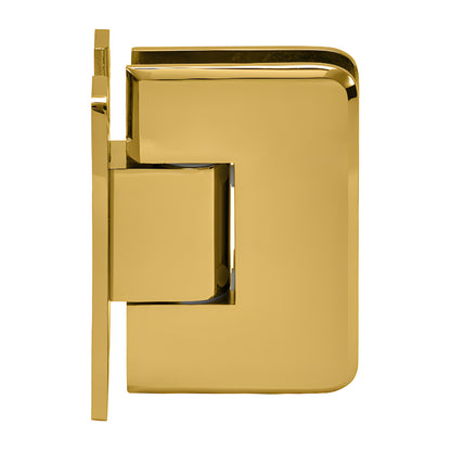 PLY037ULBR unlacquered brass frameless shower door hinge, solid brass, beveled edge, for 3/8-1/2" tempered glass
