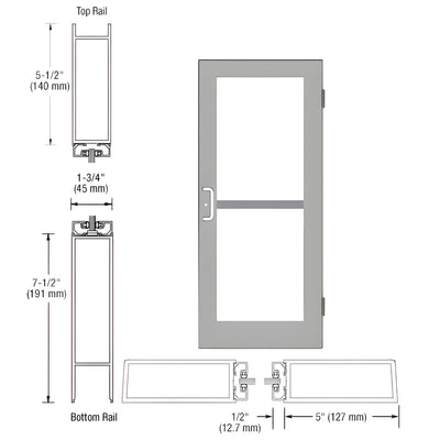 CRL-U.S. Aluminum 36x84 Clear Anodized Wide-Stile Entry Door