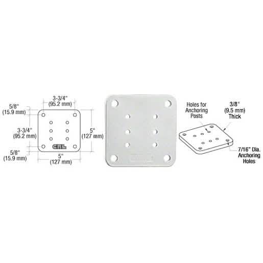 CRL Silver Metallic 5" x 5" Square Base Plate - Durable, Stylish, and Easy to Install