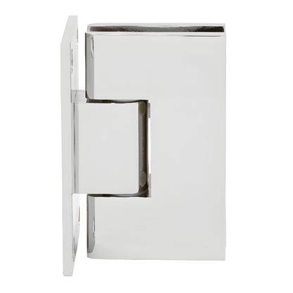 VCT537CH polished chrome Victoria shower hinge for 3/8 to 1/2 in glass, heavy-duty brass, wall-mount, self-centering.