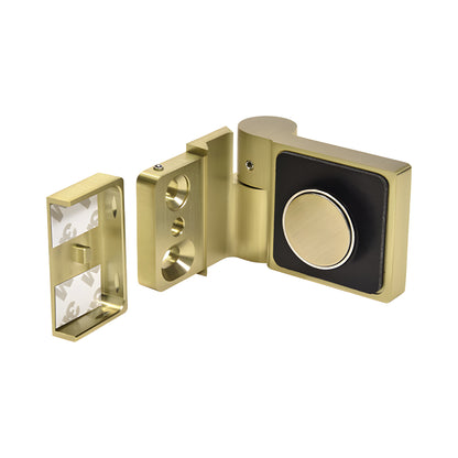 Brushed bronze Lugano offset glass hinge, square-profile brass hinge for frameless shower doors