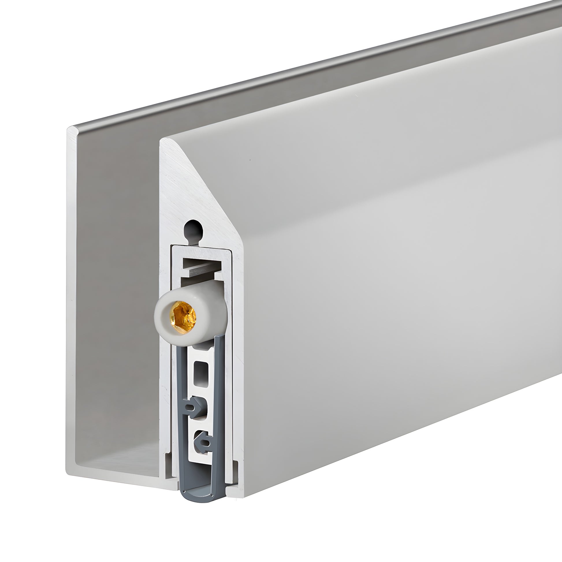 FBC38DSSA Satin-anodized adjustable drop-down door seal for Fallbrook sliding doors, aluminum U-channel