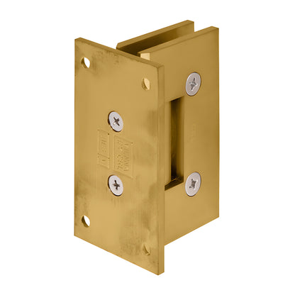 CRL Vienna brass shower hinge, modern gold finish, wall-mount full back plate (SKU V1E037MG)