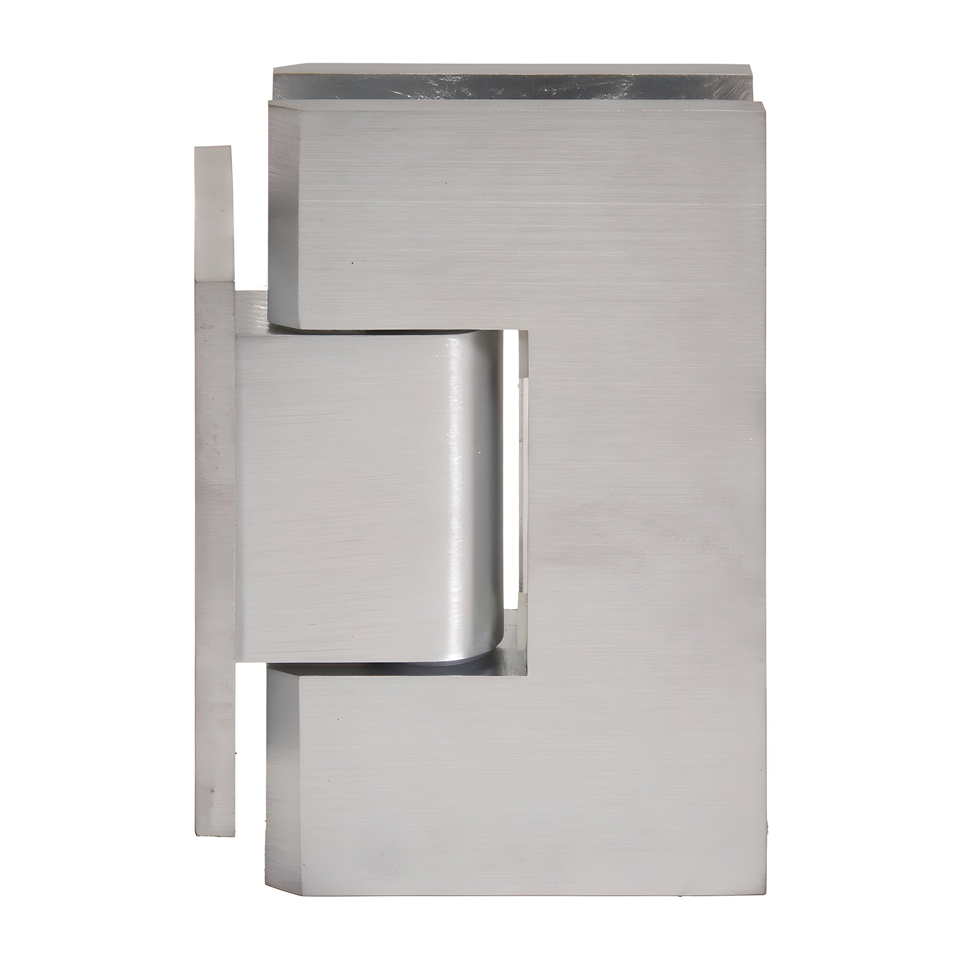 V1E074BCH brushed chrome solid brass wall-mount shower hinge, short back plate for 3/8-1/2" tempered glass