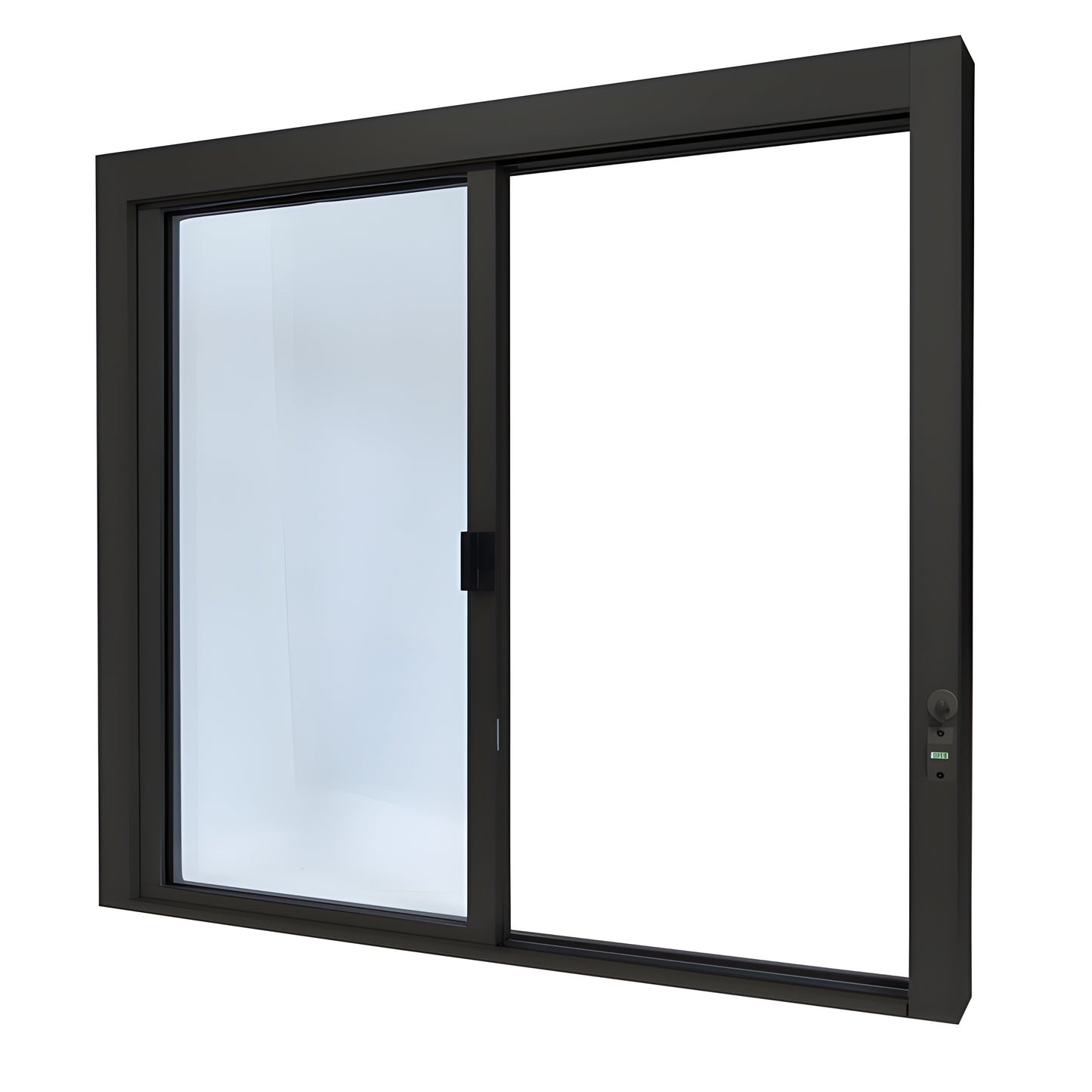 Duranodic bronze anodized aluminum self-closing sliding service window (SCDW48440XGDU) with 1/4" tempered glass, thumbturn lo