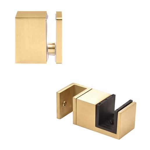 CRL Satin Brass 90° Accessory Kit & Bottom Guide for Cavoli Sliding Shower Door System