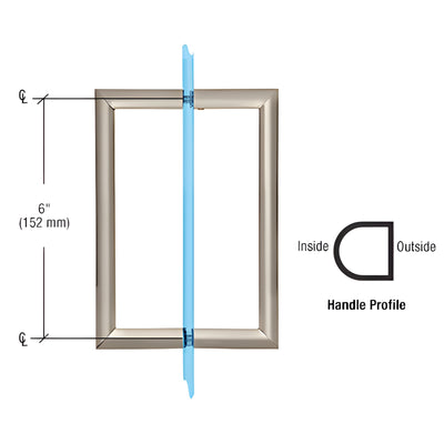 CRL 6 in Brushed Nickel RM Back-to-Back Glass Door Pull