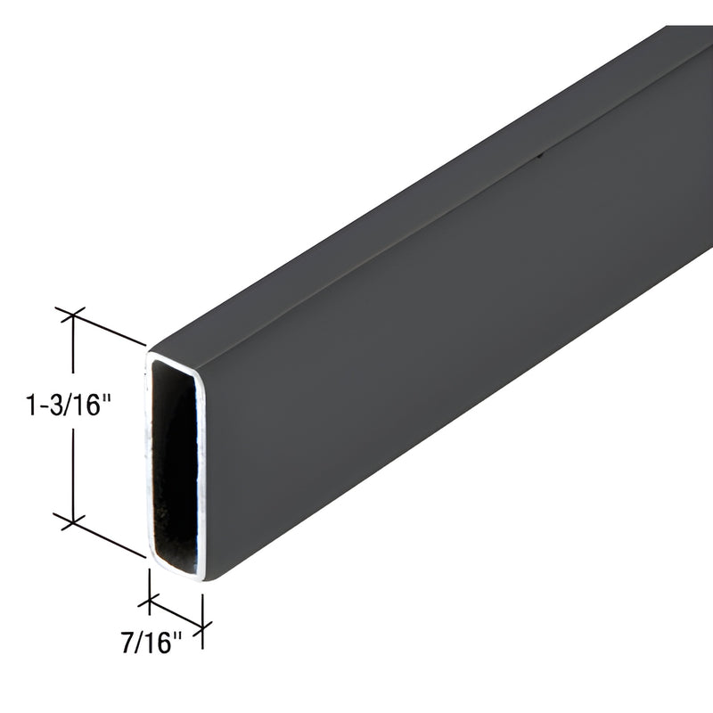 Matte black rectangular header bar for frameless sliding shower door, 94-1/2" long (1-3/16" x 7/16") SKU SERH95MBL