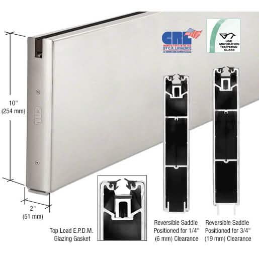 CRL Brushed Stainless Square Sidelite Rail, 10x120 inches, sleek modern design.