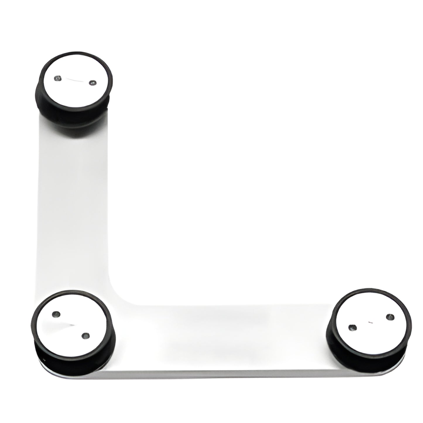 Brushed stainless L-shaped transom/sidelite support bracket with three round rubber-cushioned pads, SKU LS6BS