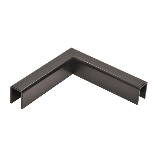 Matte black stainless steel 90 slip-fit cap-rail corner for 1/2 in. or 5/8 in. glass (SKU GRL10HMBL)