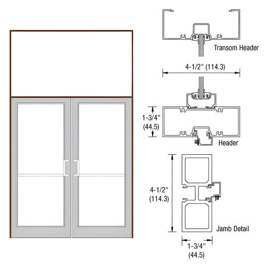 FD32522 black bronze anodized aluminum double-door frame with transom, 75-1/2" x 126" overall, 72" x 84" opening