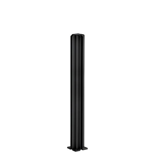 CRL Design Series 4-way aluminum partition post, semi-gloss black, 18 in, glazing channels - SKU D990BL184W