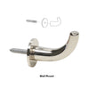 Polished nickel brass robe hook for glass or wall mount (through-glass/UV adhesive) - DRH1PN
