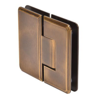 CRL Cologne 180 Series Vintage Brass 180° Glass-to-Glass Shower Hinge