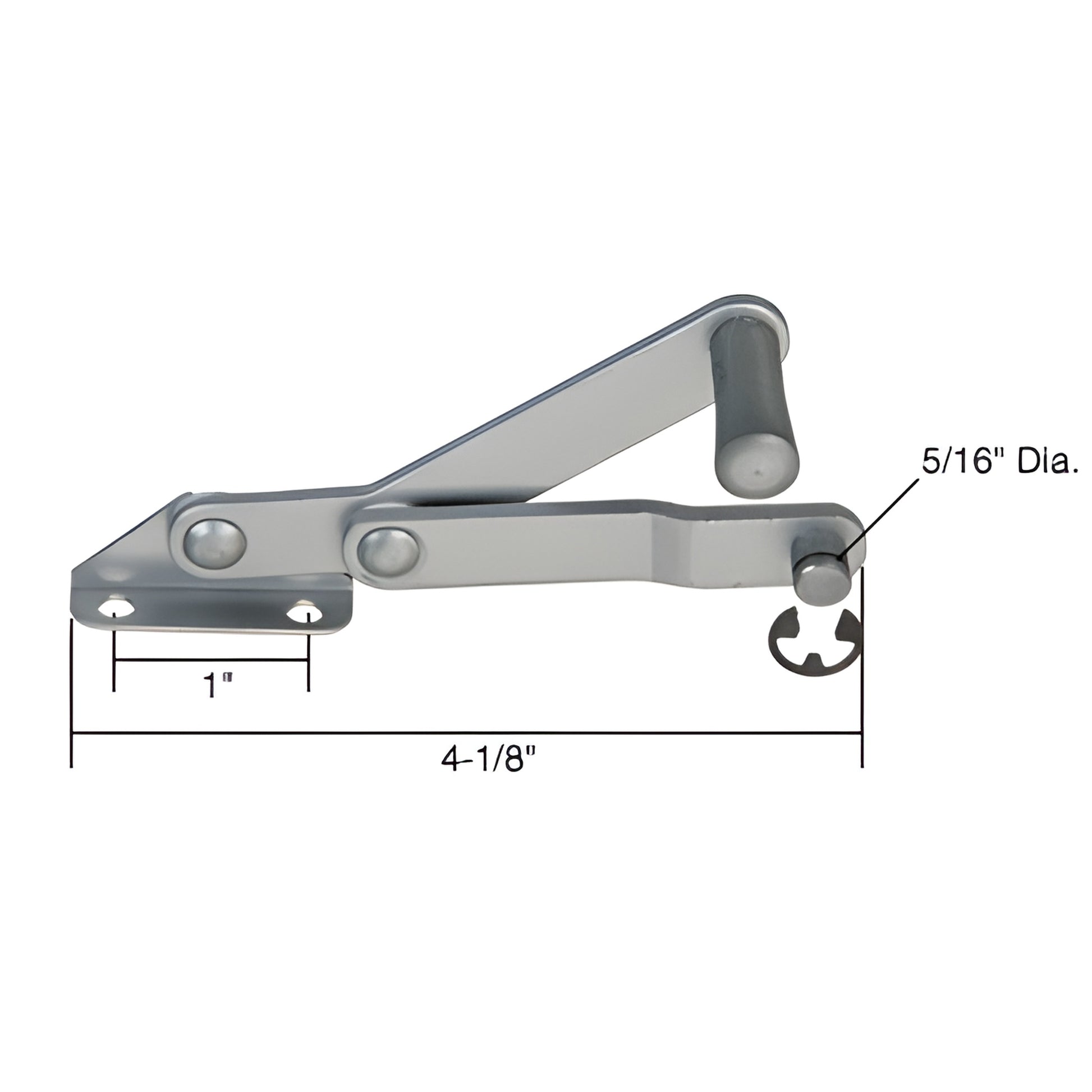 CRL left-hand louver/jalousie window operator H3617, silver arm assembly, 4-1/8" length with 5/16" stud.