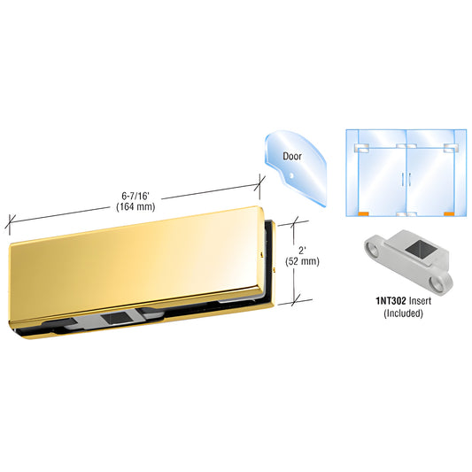 PH10DSB satin brass CRL bottom patch fitting for frameless glass doors, 6-7/16" x 2" with 1NT302 insert