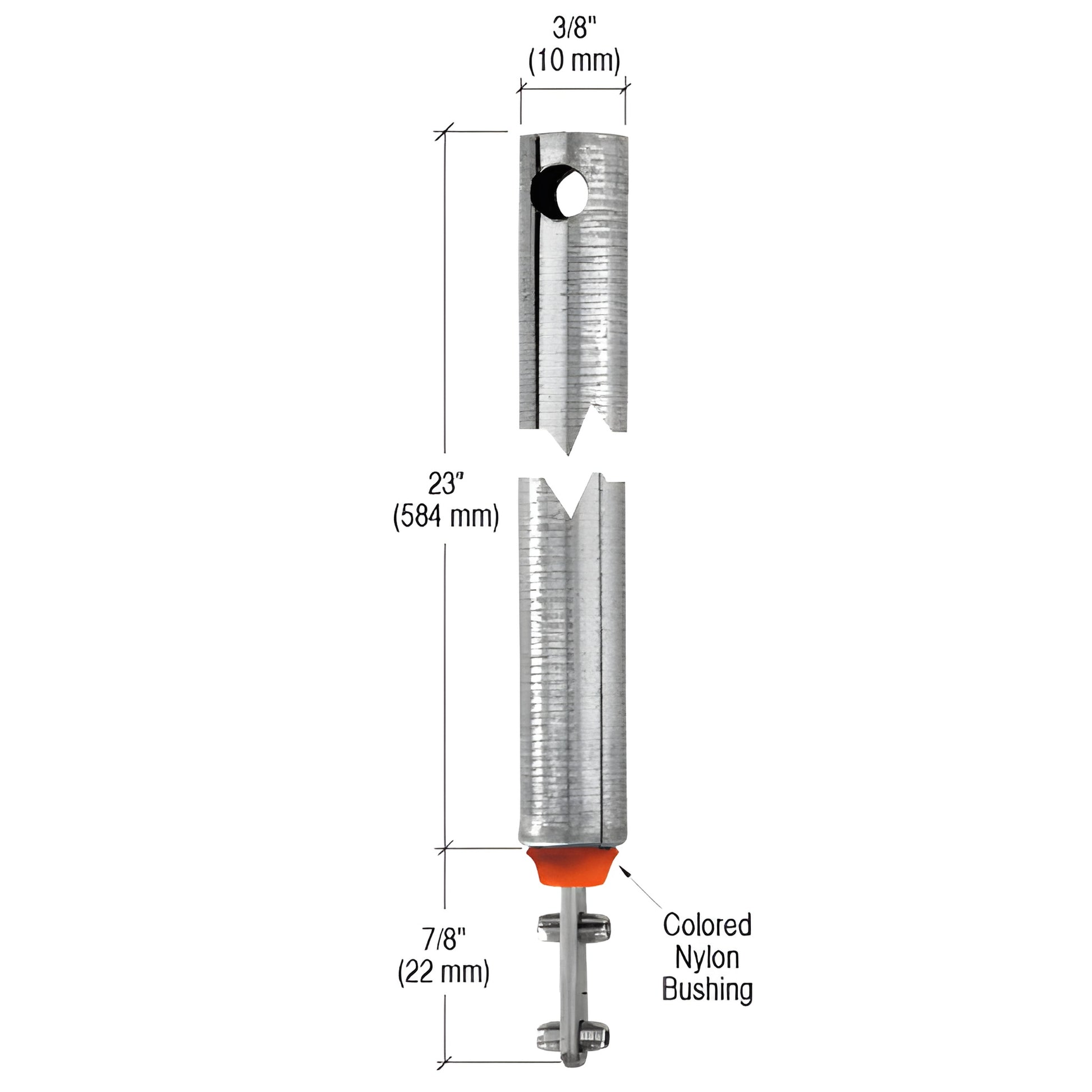 FL2320 tubular spiral window balance, 3/8" x 23", red nylon bushing, tilt window, 25 lb sash