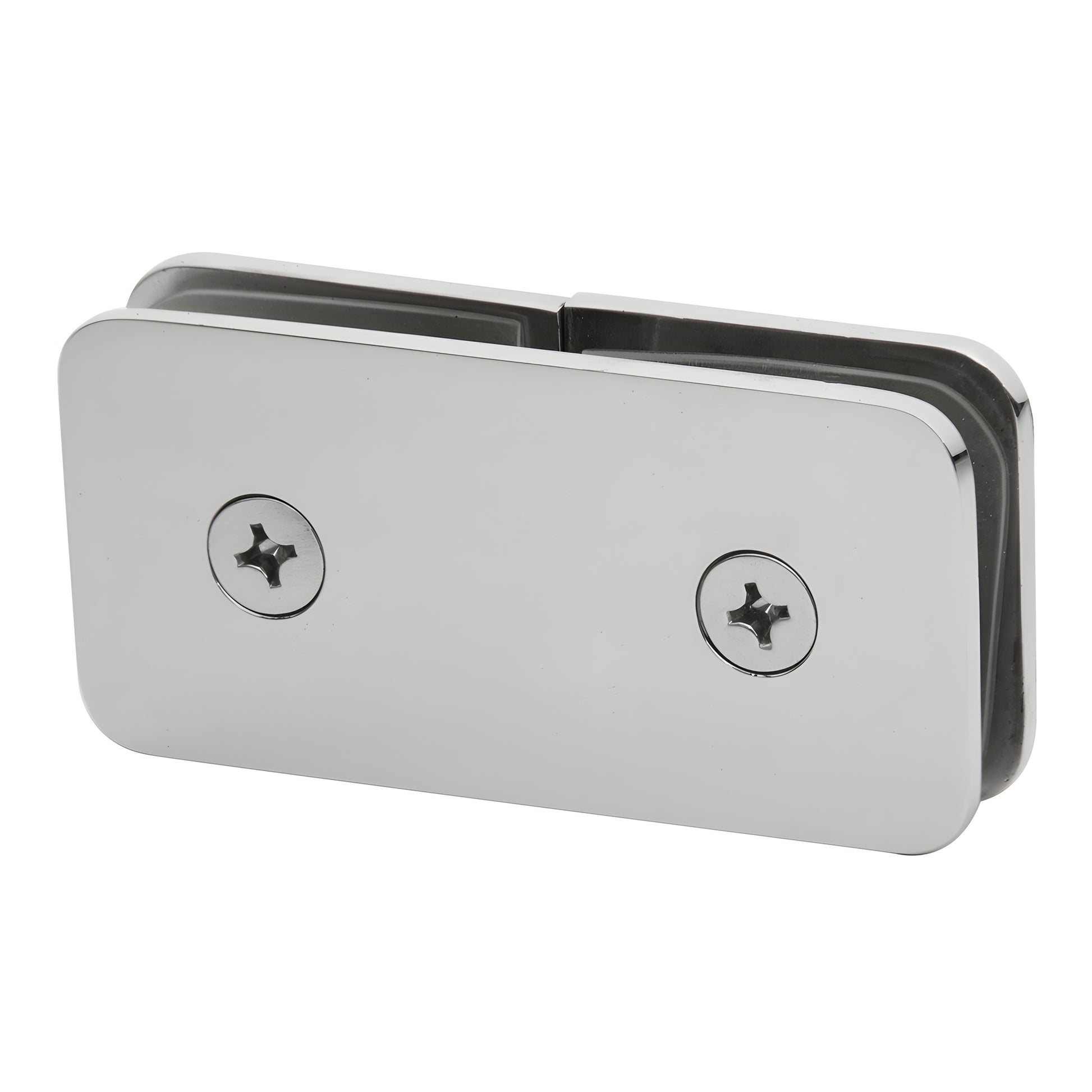 GCB182CH polished chrome 180 brass split-face/'Y' inline glass clamp for 8-12mm frameless shower panels