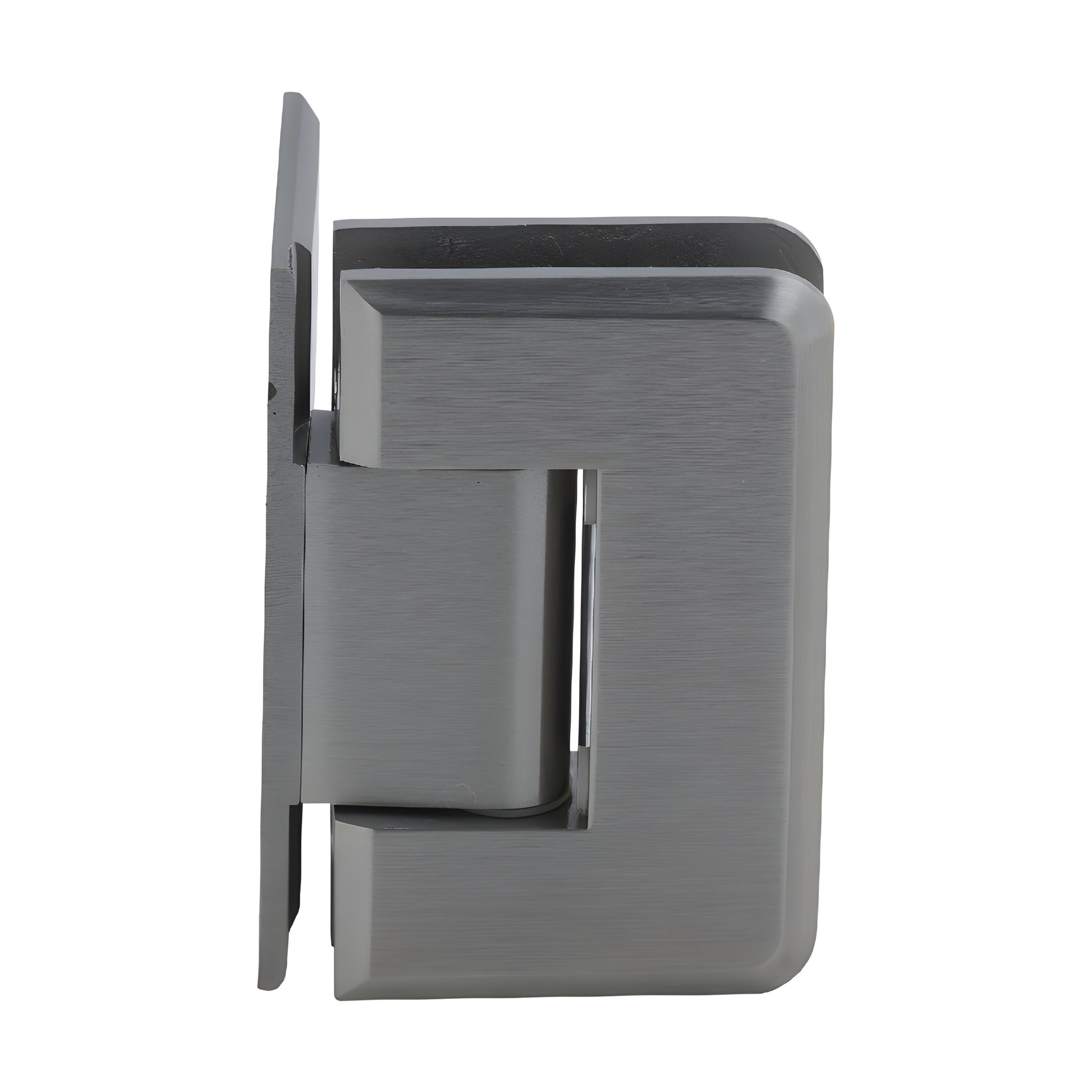 Brushed nickel CRL Pinnacle shower hinge P1N544BN, solid brass wall mount offset back plate for 8-12mm tempered glass.