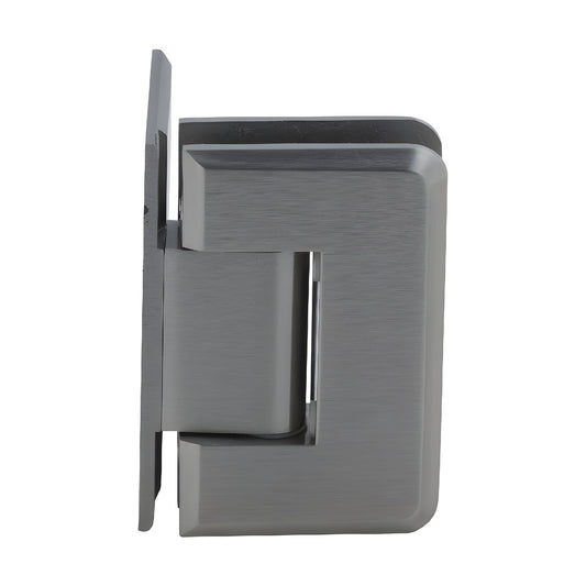Brushed nickel CRL Pinnacle shower hinge P1N544BN, solid brass wall mount offset back plate for 8-12mm tempered glass.