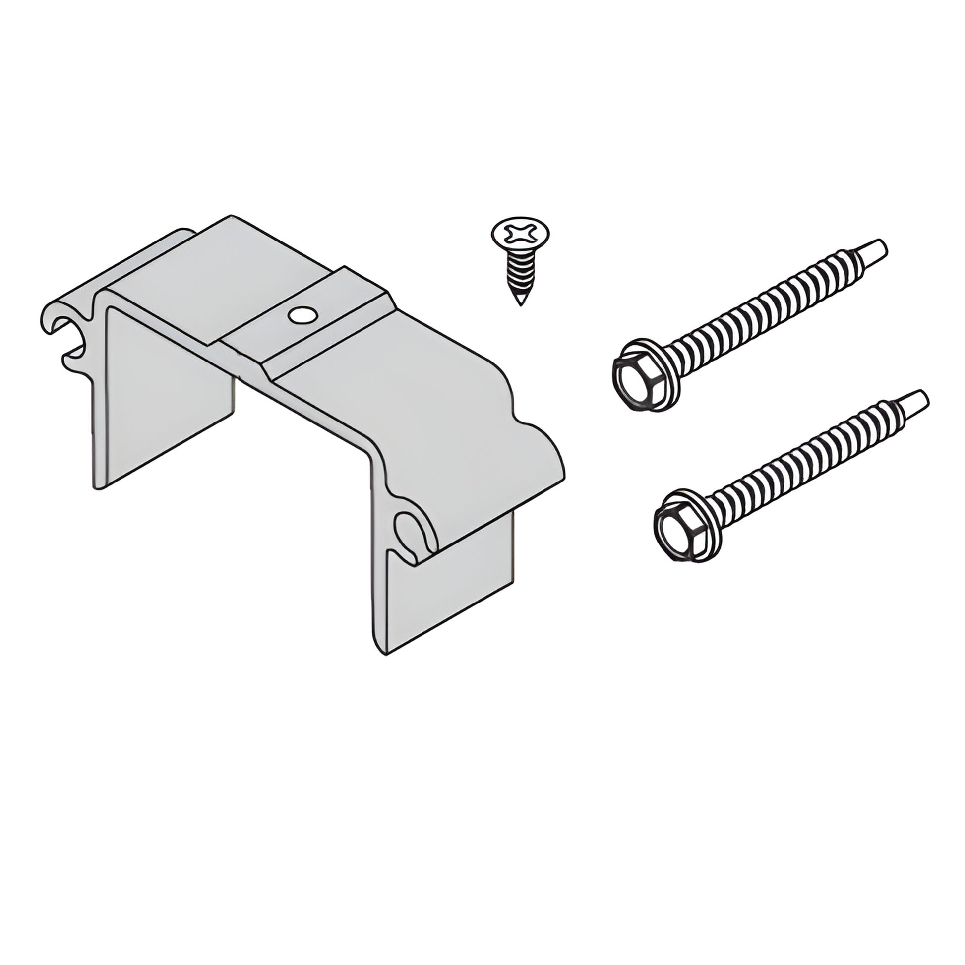 Mill-finish shear block anchor clip with screws for 45XVA head-to-vertical mullion connection (SKU 45AFP60)