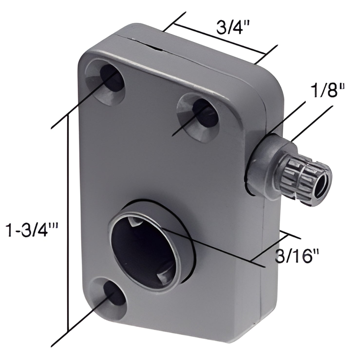 CRL R7021 gray side-mounted slant-sill window operator with 1/8" spindle, 1-3/4" on-center mounting holes.