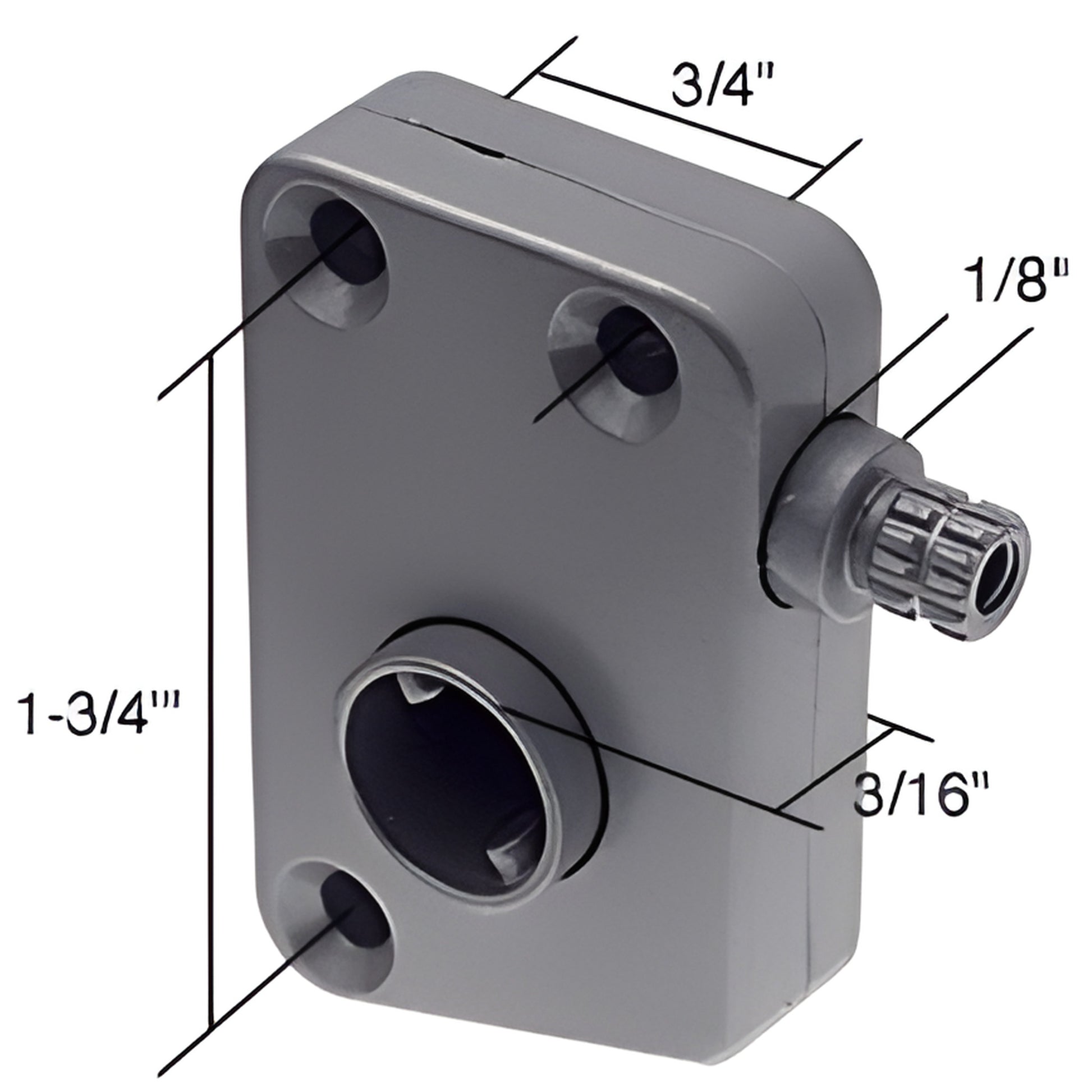 CRL R7021 gray side-mounted slant-sill window operator with 1/8" spindle, 1-3/4" on-center mounting holes.