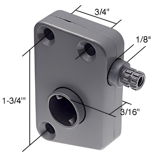 CRL R7021 gray side-mounted slant-sill window operator with 1/8" spindle, 1-3/4" on-center mounting holes.