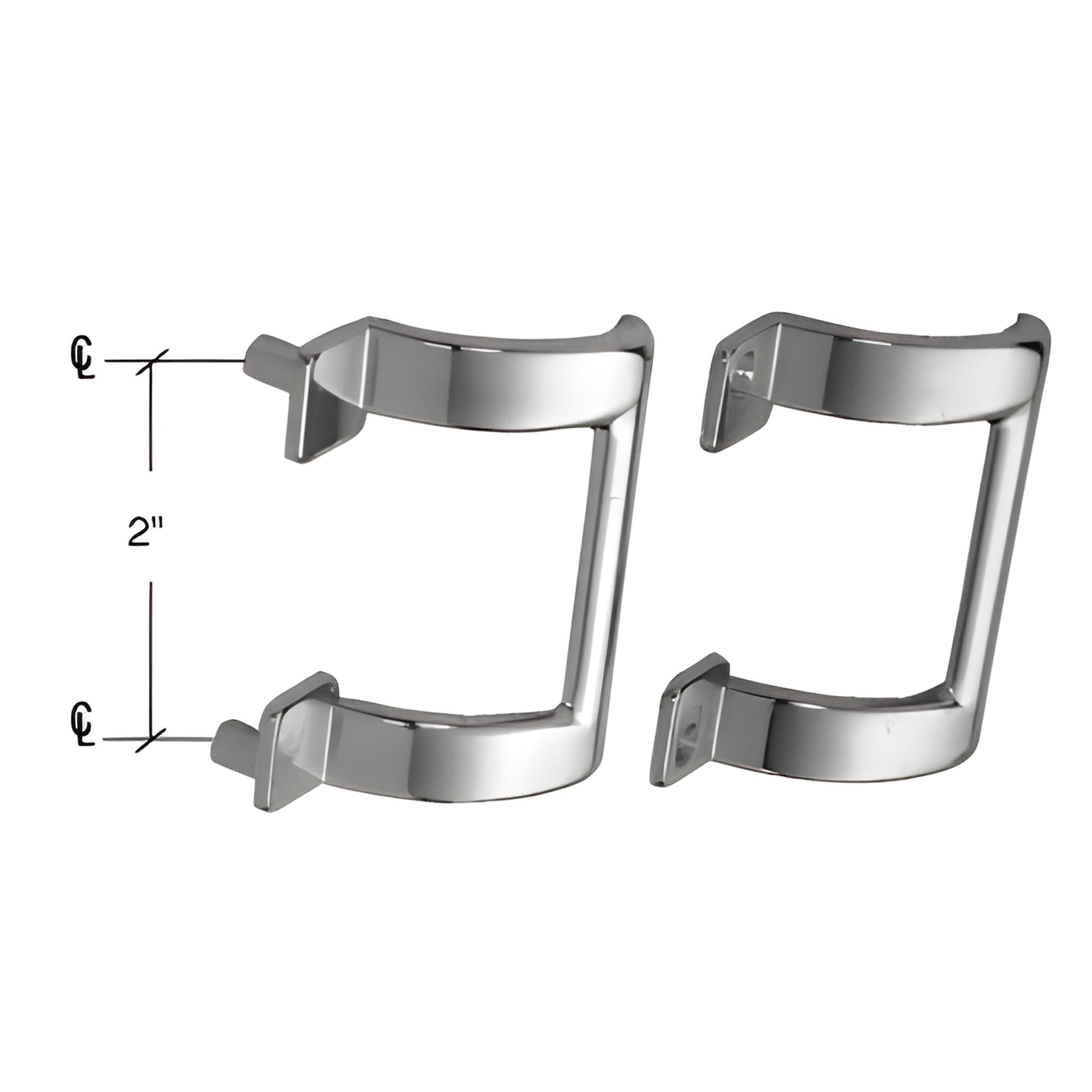 CRL M6158 polished chrome 2" plated diecast shower door pull handle set, back-to-back mounting