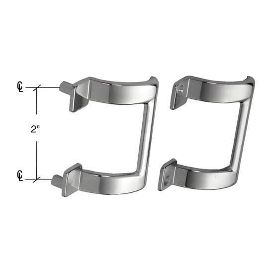 CRL M6158 polished chrome 2" plated diecast shower door pull handle set, back-to-back mounting
