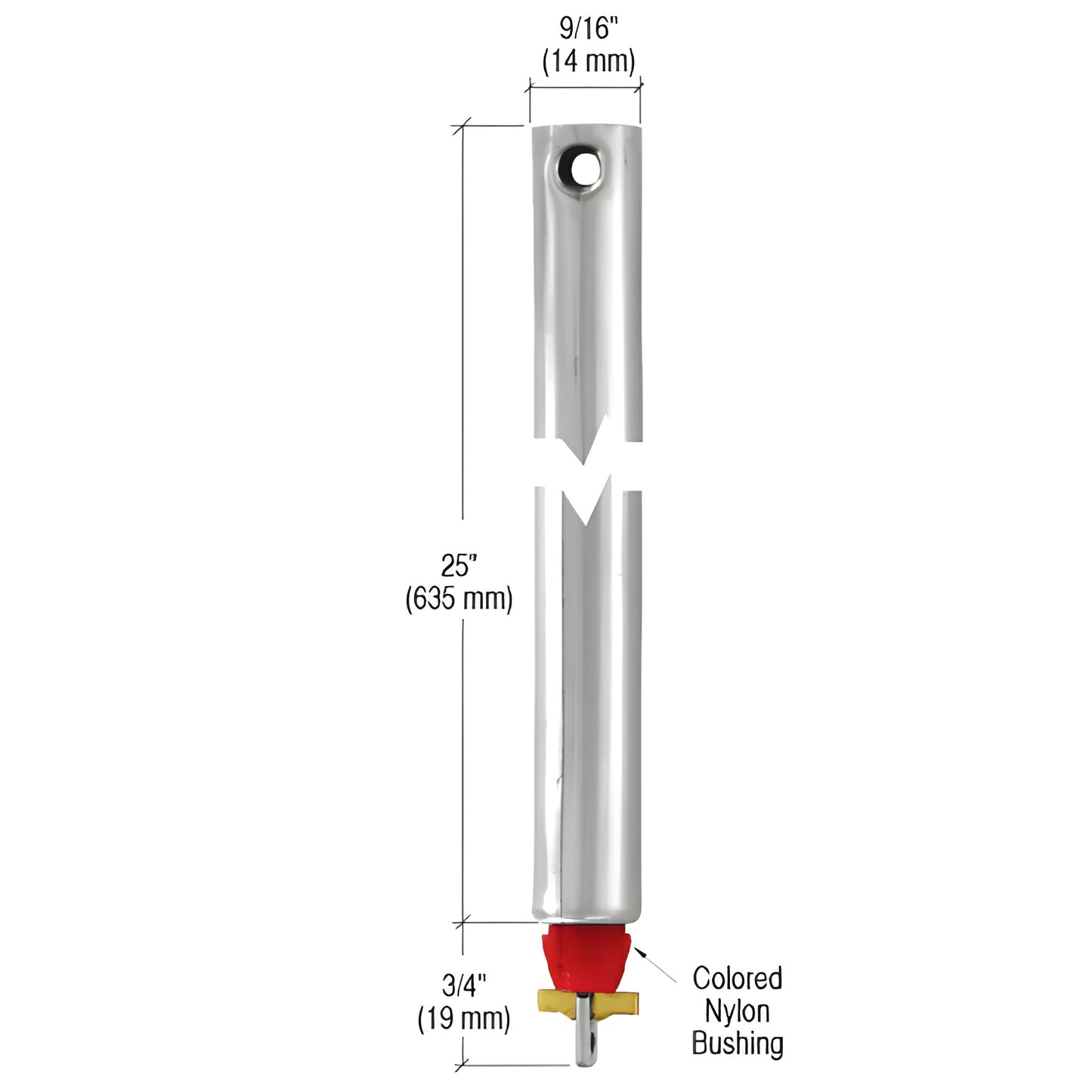 CRL tubular spiral balance FJ2520, 25in 9/16in non-tilt tube with red nylon bushing for up to 25 lb sash.