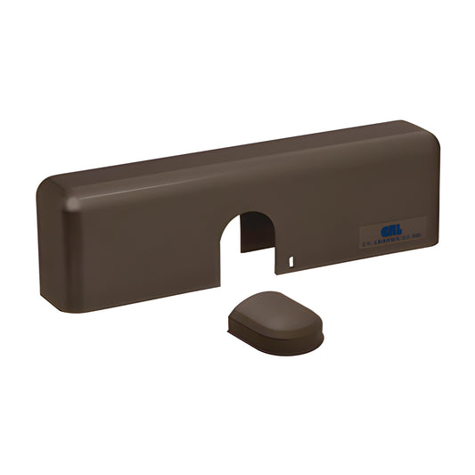 Bronze slip-on closer body cover and end cap for DC52/DC55 and PR80 surface-mounted door closers (SKU DC5CVRBRZ)