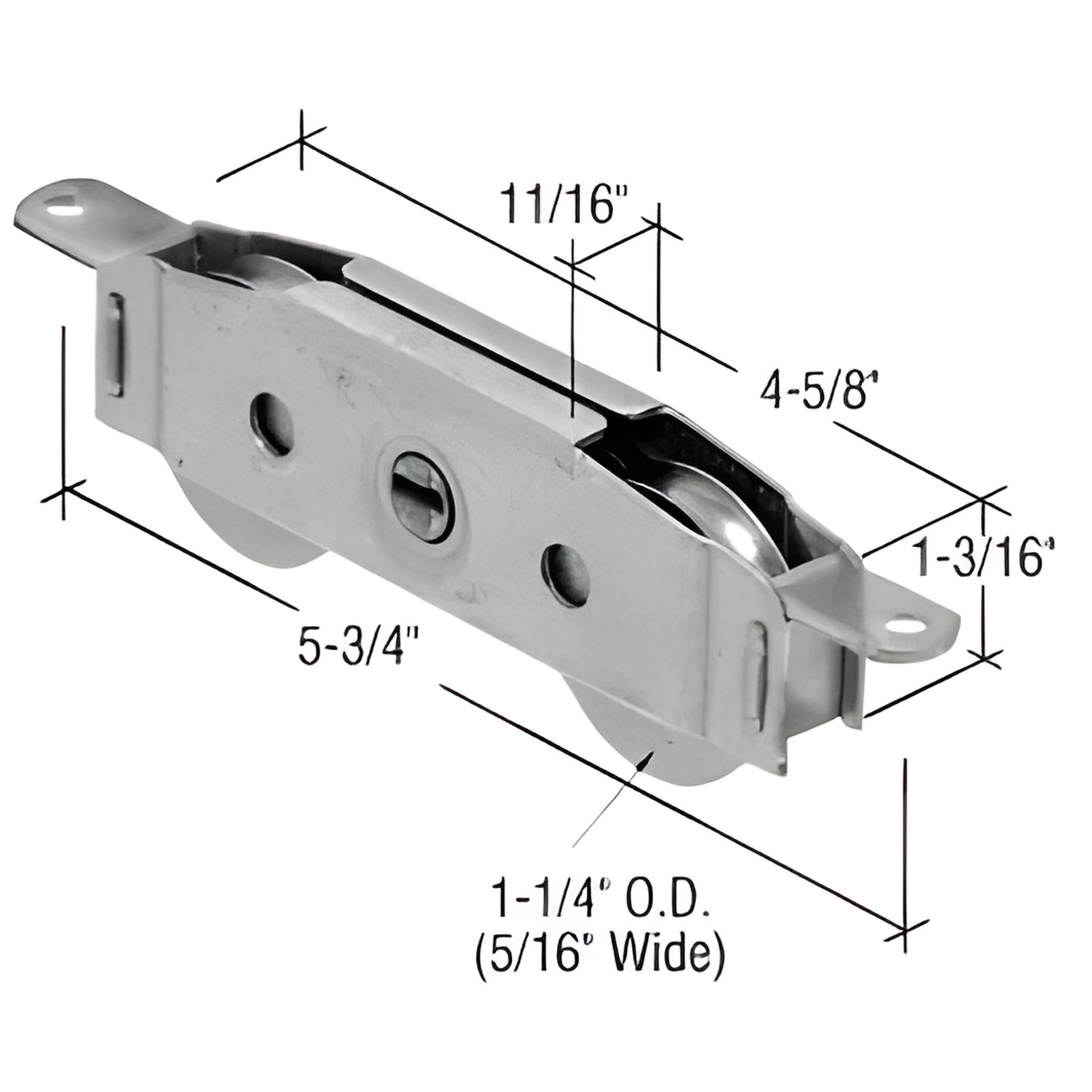 CRL tandem sliding glass door roller assembly D1882, adjustable steel housing, 5-3/4" length with 1-1/4" concave steel wheels