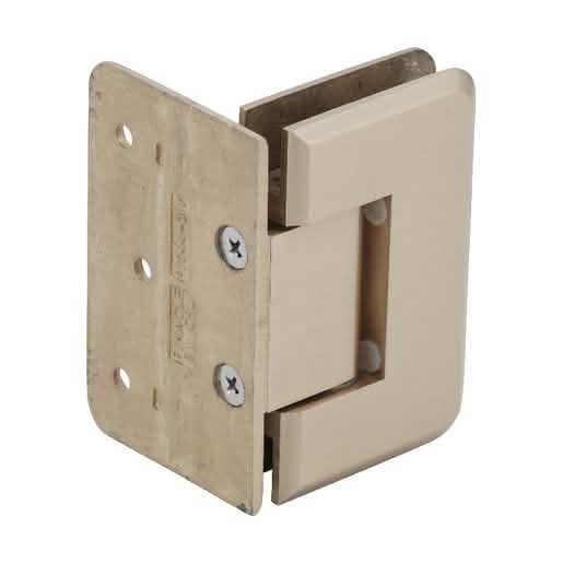 Satin Brass Wall Mount Offset Hinge, CRL Pinnacle 044 Series, Elegant and Durable Design.