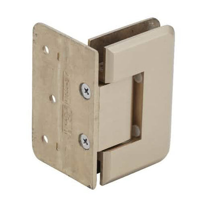 Satin Brass Wall Mount Offset Hinge, CRL Pinnacle 044 Series, Elegant and Durable Design.