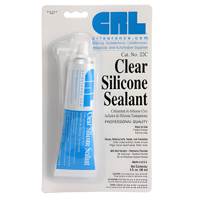 CRL 22C Clear Silicone Sealant 3 oz tube in blister pack with screw-on nozzle - mildew-resistant, retail packaging.