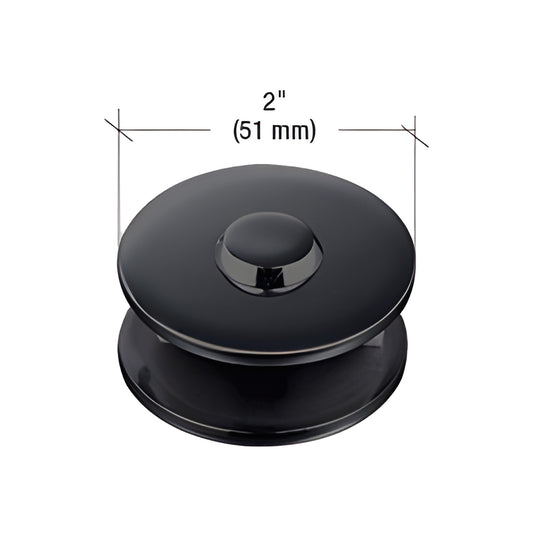 Matte black 2" (51 mm) round 180 mall front glass clamp for 3/8-1/2" tempered glass, SKU MFC14MBL