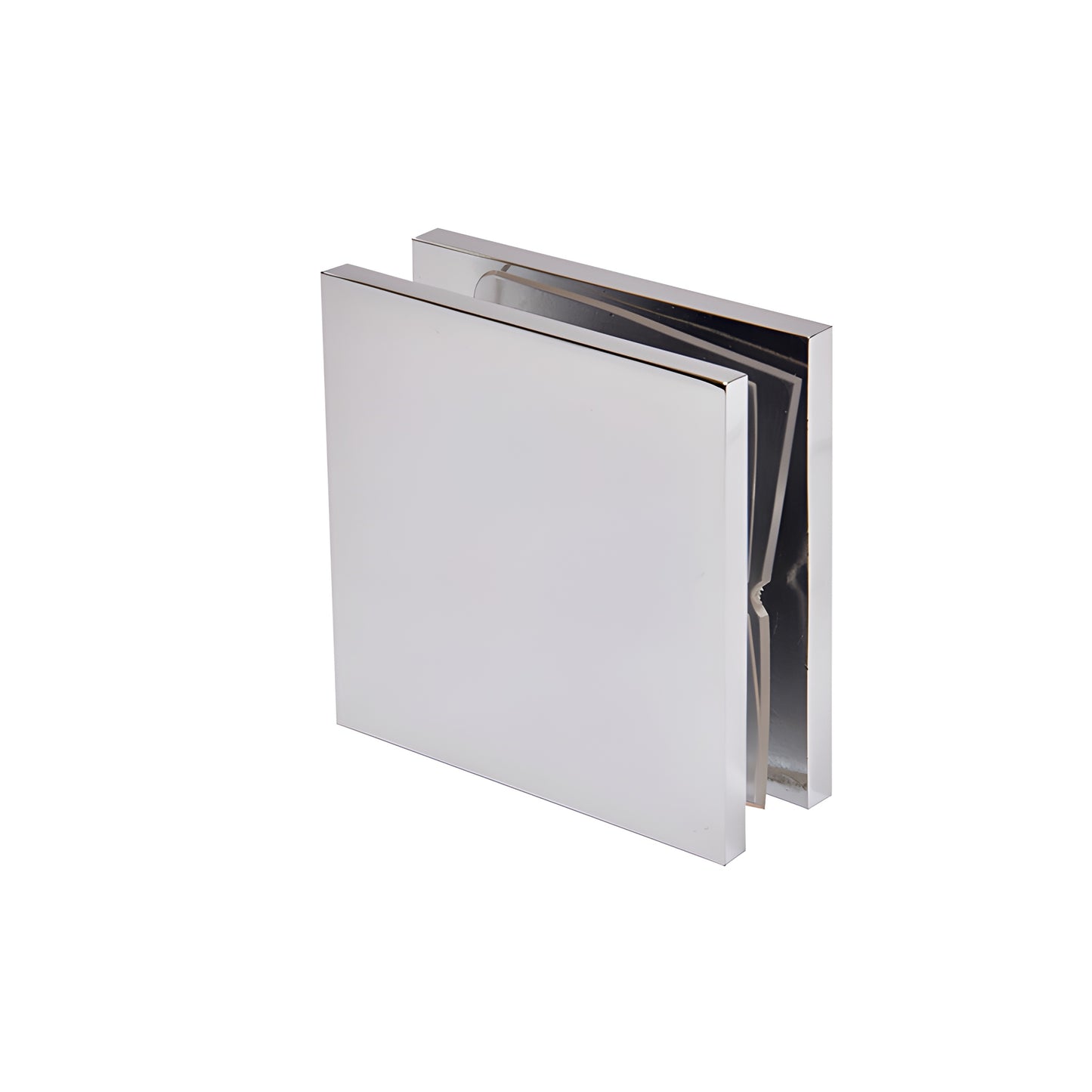 SCU4CH polished chrome square wall-mount hole-in-glass clamp for 3/8-1/2" (10-12mm) frameless glass panels