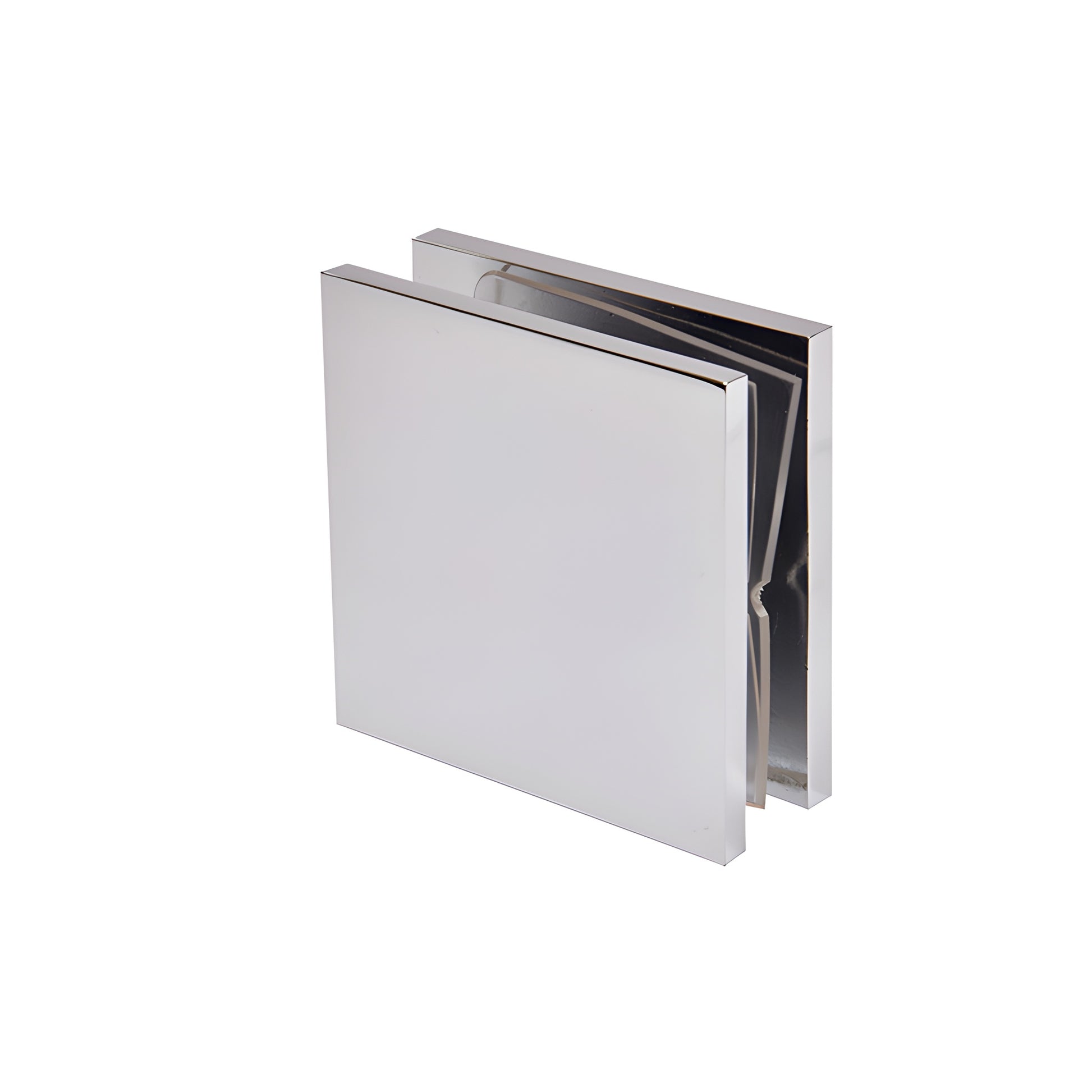 SCU4CH polished chrome square wall-mount hole-in-glass clamp for 3/8-1/2" (10-12mm) frameless glass panels