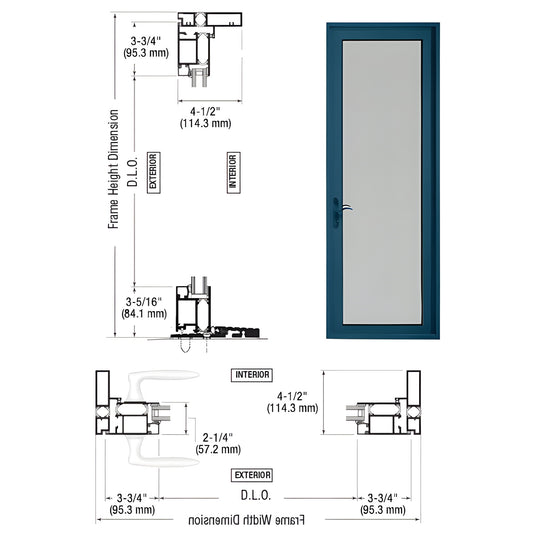 CRL Series 925 thermally broken single patio door in custom Kynar teal, accepts 1" IG, five point lock - SKU PL91271L0